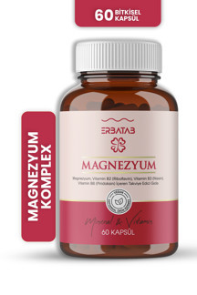 Erbatab Magnezyum 3 Lü Form (BİSGLİSİNAT, SİTRAT, MALAT) & Vitamin B2 , B3 , B6 - 60 Kapsül - Image 1