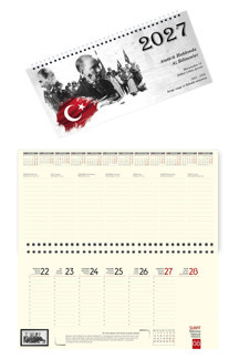 2027 Atatürk Haftalık Masa Takvimi Masa Sümeni Büyük Boy 33x16 cm - Image 1