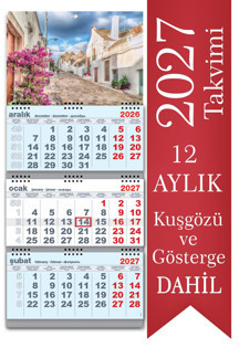 2027 Büyük Boy Gemici Takvimi Denizci Duvar Takvimi Mavi Renk 33x77,5 cm - Image 1
