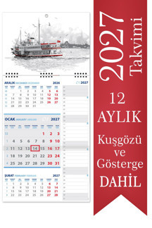 2027 Not Gemici Takvimi Denizci Duvar Takvimi 27,5x60,5 cm - Image 1
