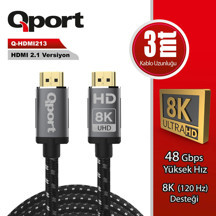 Qport Q-hdmı213 3m Hdmı 2.1v 8k Örgülü Altın Uçlu - Image 1