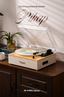 Fressi Dahili Hoparlörlü Pikap Müzik Kutusu Usb+Rca+Bluetooth Fr-P1990 Velura - Image 1