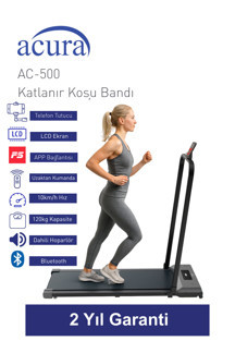 Acura Ac-500 Bluetoothlu, Hoparlörlü, Uzaktan Kumandalı Katlanır Koşu Bandı - Image 1