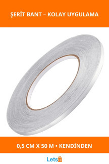 Letsii Kendinden Yapışkanlı Çok Amaçlı Gri Fayans Arası Şerit Bant 0.5 cm 50 Metre - Image 1