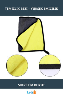 Letsii Yünlü Mikrofiber Yüksek Emicilikte Araba Temizlik Bezi 50x70 cm - Image 1