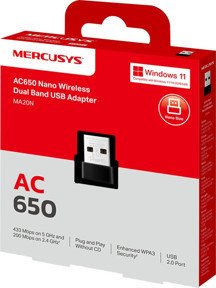 Tp-Link Mercusys MA20N AC650 Nano Dual Band Wifi Usb 2.0 Kablosuz Ağ Adaptörü - Image 1