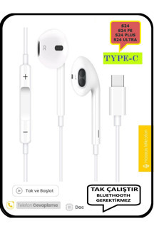 Teknoparkta Samsung Galaxy S24 Ultra S24 S24 Fe S24 Plus Kulaklık Type C Kablolu Kulaklık Tak Çalıştır - Image 1
