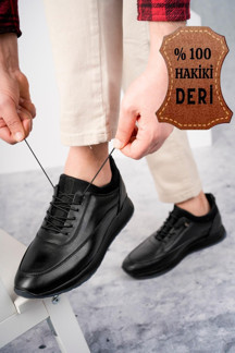 Muggo Fire Garantili Erkek Günlük Klasik Hakiki Deri Casual Rahat Ortopedik Ayakkabı - Image 1