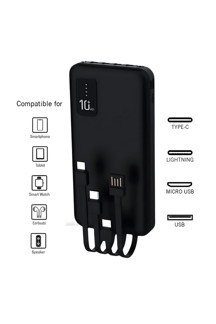Xinmeng 10.000 Mah Plus Dijital Göstergeli Dahili Çoklu Kablolu Powerbank,Siyah,Taşınabilir Şarj Cihazı Lcd - Image 1
