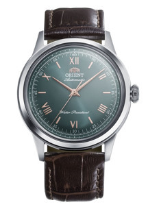 Orient Bambino RA-BB0001E30B Kurmalı Otomatik Deri Kahverengi Yeşil Kadran 39 mm Erkek Kol Saati - Image 1