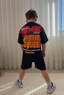 Cg Kids Şimşek Mcqueen Cars Arabalar Erkek Çocuk Tshirt&Şort Alt Üst Takım Sırt Baskılı - Image 1