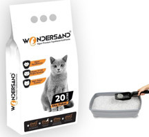 Wondersand 20 Lt Beyaz Bentonit İnce Tane Kokusuz Süper Topaklanan Premium Kedi Kumu - Image 1