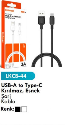 Avrupa Şarj Kablo Usb-A to Type-C Kırılmaz Esnek Şarj Kablo Lkcb-44 - Image 1
