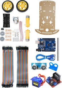 Atölye Elektronik Arduino 2WD Servolu Engelden Kaçan Robot Araba Kiti - Li-on 18650 Pil Yuvalı Set - Image 1