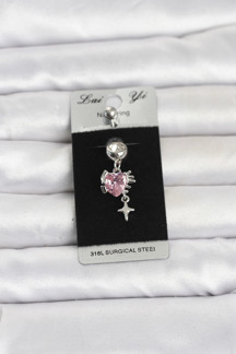 Alvenda Home 316L Cerrahi Çelik Pembe Zirkon Taşlı Model Göbek Piercing TJ-PR1408 - Image 1