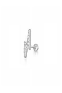 Asna Jewellery Zirkon Taşlı Gümüş Şimşek Figürlü Tragus Helix Piercing Kıkırdak Küpesi 1 Adet - Image 1