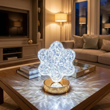Çiçek Model Kristal LED Masa Lambası – Dokunmatik, 3 Renk Işık Modlu, Şarjlı Mini Dekoratif Gece Lambası - Image 1