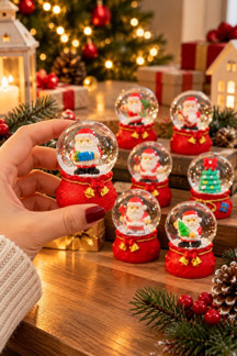2027 Dekoratif Yılbaşı Yeni Yıl Hediyesi 1 Adet Işıksız Noel Baba Yılbaşı Temalı Kar Küresi 7 CM - Image 1
