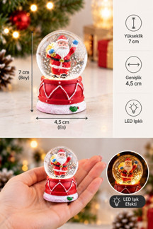 2027 Dekoratif Yılbaşı Yeni Yıl Hediyesi 1 Adet Işıklı Noel Baba Yılbaşı Temalı Kar Küresi 7 CM - Image 1