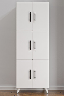 Aeka Ae-3010 Nehir Beyaz Çok Amaçlı Mutfak Dolabı & Banyo Dolabı, Kiler Dolabı, 6 Kapaklı,6 Raflı,Ayaklı - Image 1