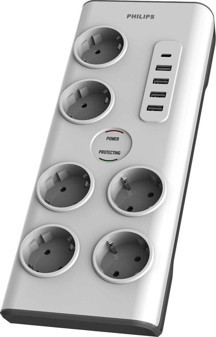 SPN7060WA/62 6'lı Akım Korumalı & 5 USB Girişli Prız 900J 2 M 1 x Type C - 4 x Type A SPN7060WA/62 - Image 1