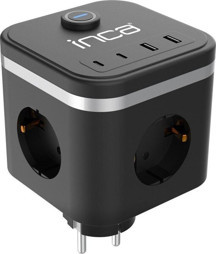 Inca Ipw-47Sy 3Port 2X Usb+2X Type-C Akım Korumalı Led Tuşlu Duvar Priz - Siyah - Image 1