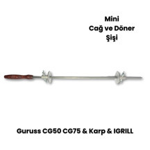 Mini Cağ ve Döner Şişi Paslanmaz Çelik Şiş (57 cm) + (2 Adet Et Sıkıştırma Aparatı) - Image 1