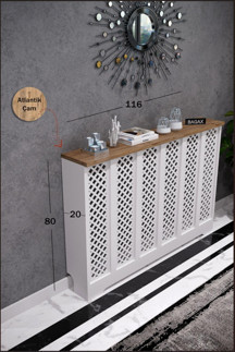Bagax Perge Model, Beyaz Üstü Çam Renk, 116 Cm Petek Kaplama, Dresuar - Image 1