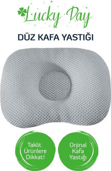 Lucky Day Kafa Yastığı Gri Bebek Kafa Yastığı, Kafa Yastık, Bebek Yastığı, Organik Pamuk Kumaş - Image 1