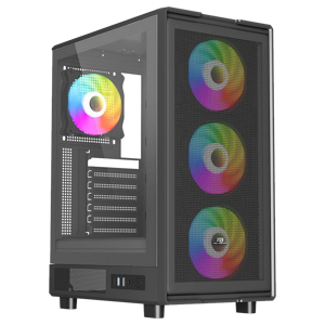 PowerBoost A601B Mid Tower ATX RGB Black Tempered Glass 600W PSU 80+ Bronze