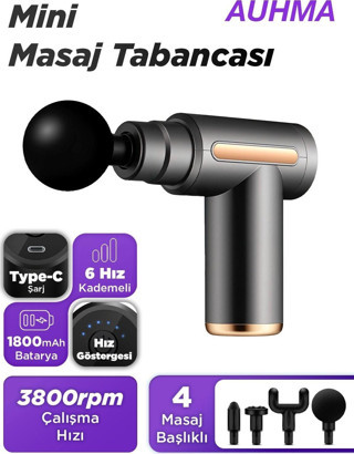 Auhma Amg6 Masaj Tabancası – 6 Kademeli, Derin Doku Masajı, Yüksek Tork Motor