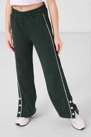 Tommy Life Çam Yeşili Geniş Paça Çıt Çıt Detaylı Kız Çocuk Palazzo Pantolon - 75199