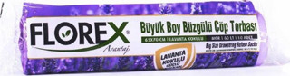 Florex 60 Litre Büzgülü Lavanta Kokulu Mor Çöp Torbası Poşeti / 65 x 70 Cm. - 10 Adetlik 1 Rulo