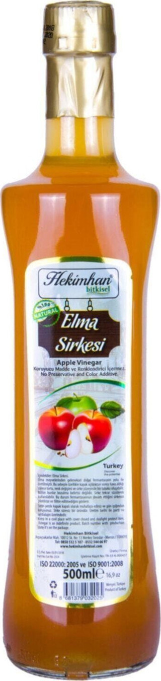 Hekimhan Bitkisel Bitkisel Elma Sirkesi 500 Ml %100 Orjinal