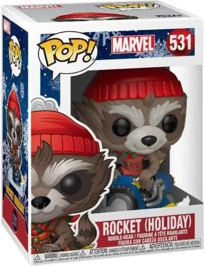 Funko POP Marvel: Holiday - Rocket Raccoon On Sled Funko Vinyl Figure