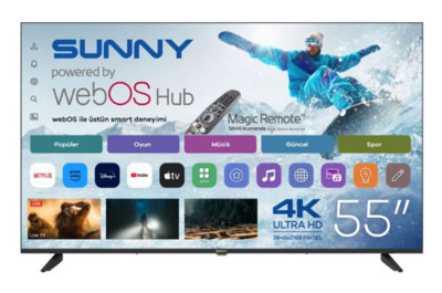 SUNNY SN55QUPRL-W02 Smart webOS 2.0S Sihirli Kumandalı 55 inç 139 cm 4K UHD QLED TV