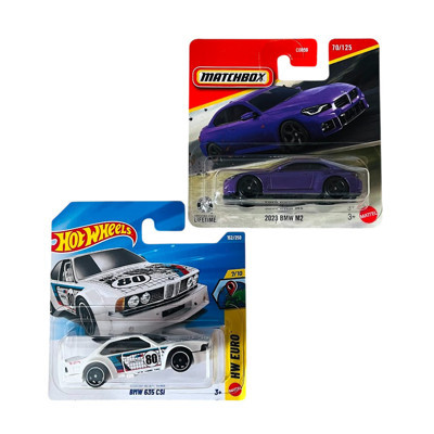 2 Araç Set - Hot Wheels BMW 635 CSi - Beyaz & Matchbox 2023 BMW M2 - Mor (1/64) JJK00 - JHN88