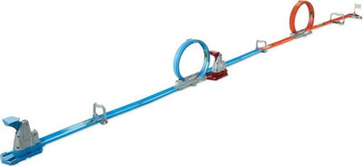 Hot Wheels Çift Çemberde Depar GFH85, Düz Pist, Büyük Çemberler ve 2 Adet 1:64 Ölçekli Oyuncak Araba, 5-10 Yaş
