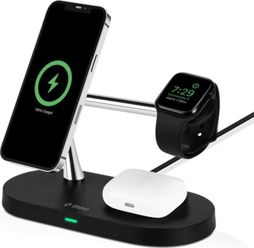 2Ks26S Aircharger Quattro M Magsafe Uyumlu 4’Ü 1 Arada İphone + Apple Watch + Airpods Led Aydınlatmalı Kablosuz Hız