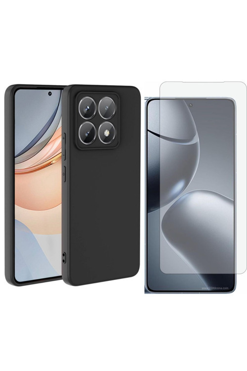 20068310 Xiaomi Mi 14T Pro Uyumlu Kılıf Esnek Silikon Telefon Kılıfı Ve Temperli Cam Ekran Koruyucu