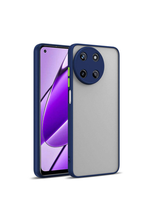 20068310 Realme 11 4G Uyumlu Kılıf Renkli Kenarlı Arkası Mat Yüzeyli Telefon Kılıfı Kapak