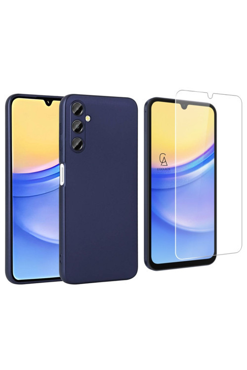 20068310 Samsung Galaxy A15 İle Uyumlu Kılıf Soft Yumuşak Telefon Kılıfı Ve Temperli Cam Ekran Koruyucu