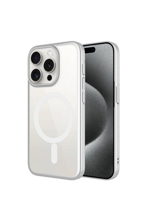 20068310 Apple İphone 15 Pro Uyumlu Kılıf Kenarları Renkli Arkası Mat Magsafe Telefon Kılıfı Kapak