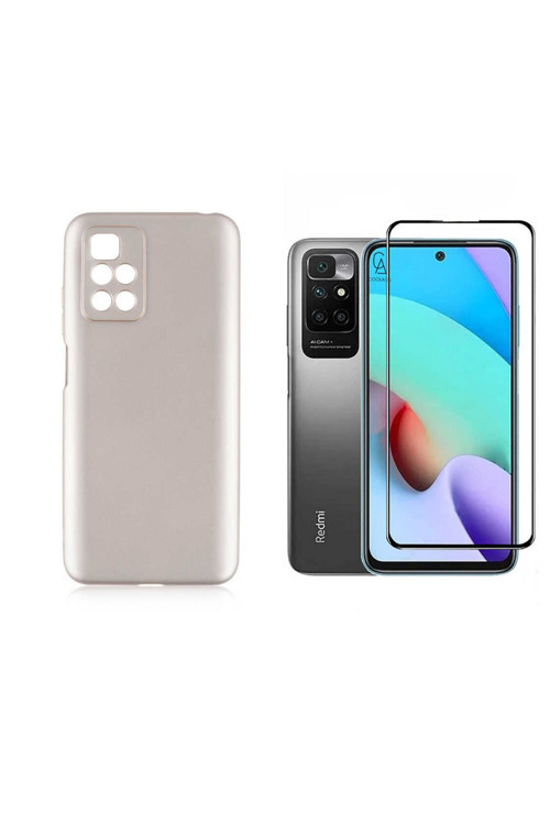 20068310 Xiaomi Redmi 10 İle Uyumlu Soft Yumuşak Telefon Kılıfı Ve 5D Tam Kaplayan Cam Ekran Koruyucu