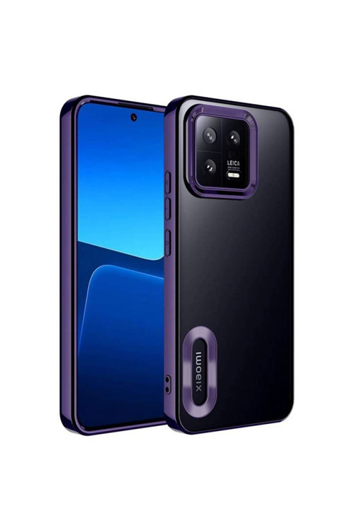 20068310 Xiaomi Mi 13 Uyumlu Kılıf Şeffaf Logo Gösteren Parlak Renkli Kenar Telefon Kılıfı Kapak
