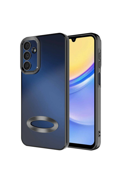 20068310 Samsung Galaxy A15 Uyumlu Kılıf Şeffaf Logo Gösteren Parlak Renkli Kenar Telefon Kılıfı Kapak