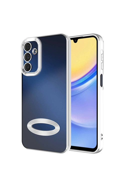 20068310 Samsung Galaxy A25 Uyumlu Kılıf Şeffaf Logo Gösteren Parlak Renkli Kenar Telefon Kılıfı Kapak