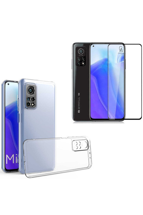 20068310 Xiaomi Mi 10T 5G İle Uyumlu Soft Yumuşak Telefon Kılıfı Ve 5D Tam Kaplayan Cam Ekran Koruyucu