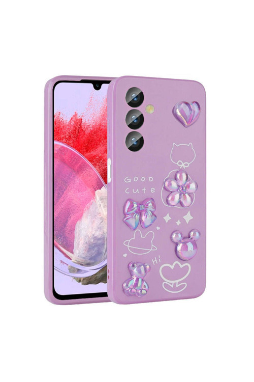 20068310 Samsung Galaxy M34 5G Uyumlu Kılıf Renkli Kabartma Figürlü Parlak Telefon Kılıfı Kapak