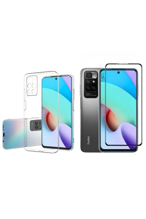 20068310 Xiaomi Redmi 10 İle Uyumlu Soft Yumuşak Telefon Kılıfı Ve 5D Tam Kaplayan Cam Ekran Koruyucu